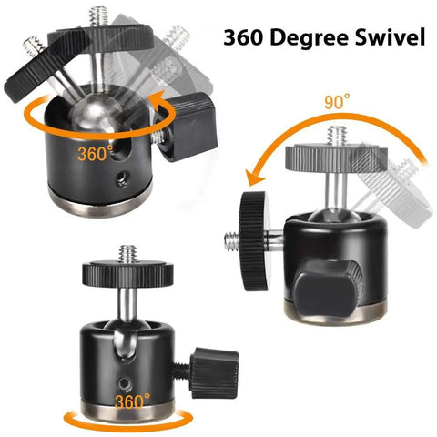 Slick Mini Ball Head Tripod Mount Featuring Removable Quarter Inch Hot Shoe Designed For All Cameras And Sweet Everyday Photography Setups Black