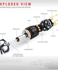 Exploded view of 540 V6 Sensored Brushless RC Motor 21.5T For 1 By 10 Scale RC Racing Cars, Beefy Torque And Efficiency, 3.175mm Shaft.