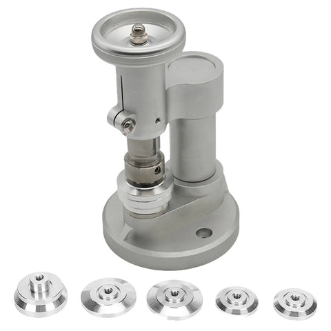 Tabletop Watch Case Press for Quick Battery Replacement, Aluminum Silver Tool Ideal for Professional Watchmakers, with 5 dies