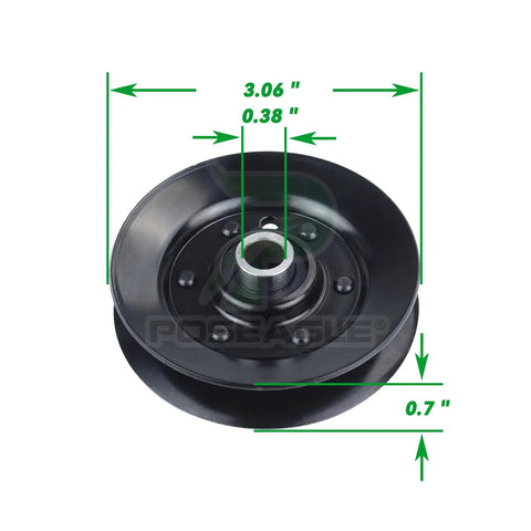 2 Pack Idler Pulley Replacement For Craftsman LT2000 T110 R110 Lawn Mower 756-04325 3.06 in steel pulley, 0.38 in bore, 0.7 in high