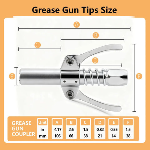 High Pressure Grease Gun Coupler For 10,000 PSI Systems, Leak Resistant One Eighth Inch NPT Thread Fitting dimensions diagram