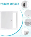 Knockout 13X13 Inch Drywall Access Panel With Sturdy Aluminum Frame And Reliable Cam Latch Lock Built Tough Wall And Ceiling Hole Cover In Clean White showcasing magnetic lock and corner reinforcements.