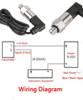 Rugged Go-To Pressure Transducer With 4-20mA Output, G1/4 Inch Thread, Wiring Diagram and Connections Display