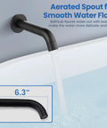 Matte black wall-mount tub spout detail of 3 Function Rain Shower System With Wall Mount Tub Shower Combo Handheld Spray Tub Spout 10 Inch Rain Head Matte Black Finish For Modern Bathrooms Upgrade Today.
