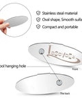 MTB Disc Brake Pad Alignment Tool with stainless steel oval shape, tool hanging hole, and compact design for rotor gap adjustments.