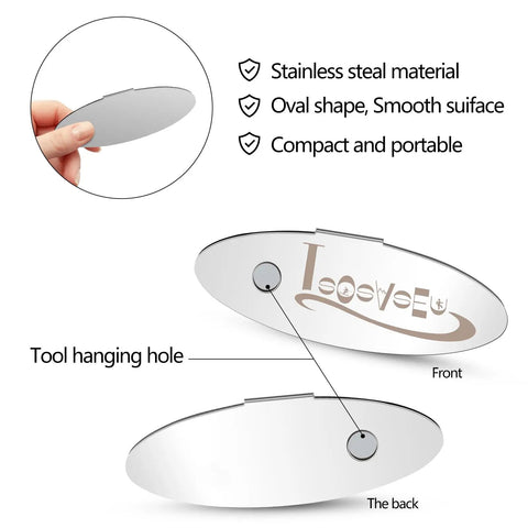 MTB Disc Brake Pad Alignment Tool with stainless steel oval shape, tool hanging hole, and compact design for rotor gap adjustments.