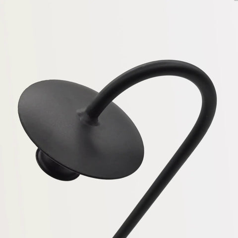 Close-up of Super Rock Solid Iron Wall Candle Sconces Set Of Two Matte Black Metal Hanging Mount, showcasing the curved design.