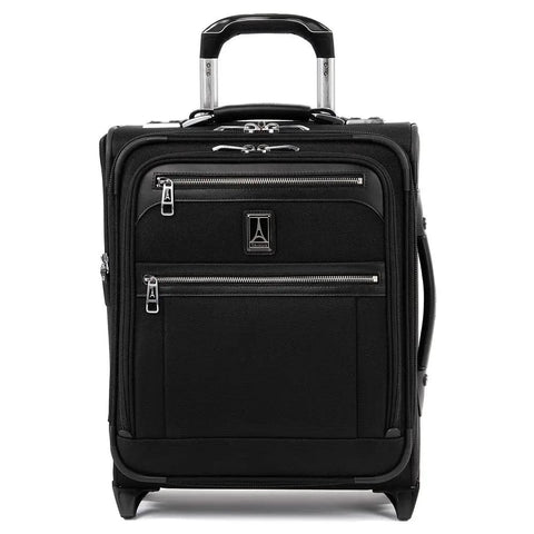 Front view of Platinum Elite Softside Expandable Carry On Luggage With USB Port Two Wheel Upright For Regional Trips Durable Lightweight Design