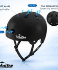 Multi Sport Helmet For Skateboard BMX And Bike, Lightweight Black Protective Gear With 11 Vents, Certified Safety Features