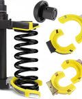 Heavy Duty MacPherson Strut Spring Compressor Tool Kit With Impact Wrench Compatibility, Coil Spring Extractor Set shown with 3 yellow forks