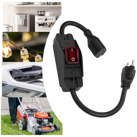 Rough And Ready Heavy Duty Extension Cord With Switch Waterproof 3 Prong Outdoor Power Cable Rated 15 Amp And 1875 Watt on lawn mower