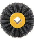 Wire Brush Wheel For Burnishing And Polishing, 240 Grit Brushing Tool With 19mm Center Hole, Black Finish, Front View