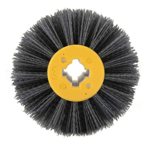 Wire Brush Wheel For Burnishing And Polishing, 240 Grit Brushing Tool With 19mm Center Hole, Black Finish, Front View