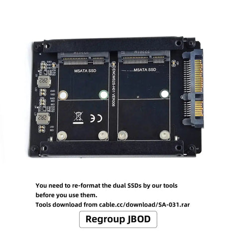Super Slick Dual M.2 Msata Mini Sata Ssd To 2.5 Inch Sata Hdd Hybrid Enclosure Housing showing dual SSD slots and connectors.