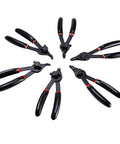 12 Piece Snap Ring Pliers Set For Internal And External Circlips With Straight And Bent Jaw Tips, black handles visible