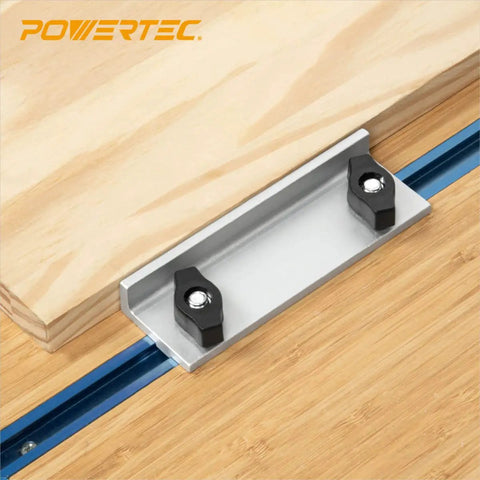 24 Inch Double Cut T Track Kit With Long Short And Inline Stops And Hold Down Clamps on a wooden workbench