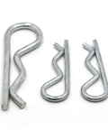 10 Sizes R Shaped Spring Cotter Pins Kit For M1 Through M5 Built To Last Heavy Duty Carbon Steel Zinc Plated Hairpin Fasteners For Securing Clevis And Pivot Pins Fully Reusable And Durable, three zinc plated pins