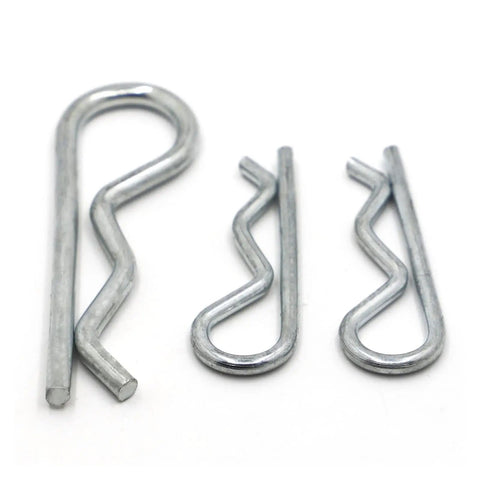 10 Sizes R Shaped Spring Cotter Pins Kit For M1 Through M5 Built To Last Heavy Duty Carbon Steel Zinc Plated Hairpin Fasteners For Securing Clevis And Pivot Pins Fully Reusable And Durable, three zinc plated pins
