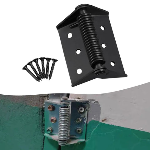 Spring Door Hinge Self Closing Heavy Duty Manganese Steel Door Closer shown with screws for cabinets and garages installation