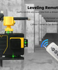 16 Lines Laser Level 4x360 Self Leveling Pro Grade with green cross lines and remote control in construction setting