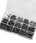 390 Pieces 13 Kinds M1.5 M2 M2.5 M3 M4 M5 M6 Steel Split Dowel Roll Pins Kit in clear organizer, carbon steel, anti-corrosion