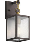 Lahden 16.75 Inch One Light Outdoor Wall Light With Clear Seeded Glass And Weathered Zinc Finish, square design