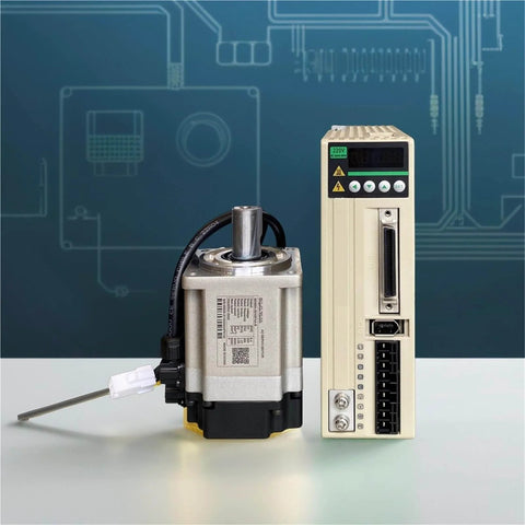 Heavy Duty 220V 1KW To 5KW High Accuracy AC Servo Motor Drive Kit shown with servo motor and driver unit for CNC and 3D printers.