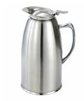 Top Shelf Double Wall Insulated Twenty Ounce Stainless Steel Coffee Server With Easy Lever Top Pour, designed for hot or cold liquids.