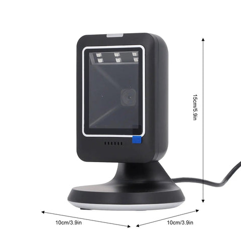 2D Barcode Scanner Hands Free Desktop Reader For Supermarkets And Retail Stores with USB plug-and-play, durable ABS housing
