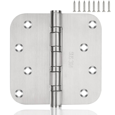 Front view of 4-inch stainless steel door hinge with ball bearing; 3-pack with screws for left/right interior/exterior doors