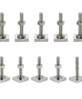 304 Stainless Steel Roof Rack T Slot Bolts With Nuts, Washers And Square Sliding Blocks, M8x30, Heavy Duty T Track Adapter Bolts Set