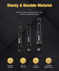 Impact Grade Socket Adapter Set Three-Piece With Bit Holder One Quarter Inch Three Eighths Inch SAE Hex Shank Chrome Vanadium Steel Black
