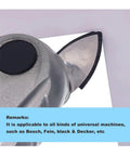 Close-up of metal detail sander compatible with various machines, showcasing angle for use with 31 Pack 1.5 Inch Triangle Sanding Discs With Dust Vent Holes And Hook Loop Backing For Fast Detail Sander Work And Smooth Finish.