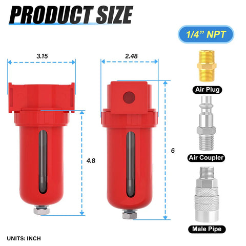 One Quarter Inch NPT Air Desiccant Dryer System With Beads Bag for drying compressed air ideal for plasma cutters
