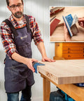 Person using PSA Sanding Block With 90 Degree Edge For Woodworking And Auto Body Finishing Hand Sander on wooden surface.