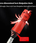 Badass Right Angle Grinder Featuring A Beast Mode Five Hundred Watt Motor With Six Adjustable Speed Settings For Polishing Tile Seams And Deburring Grout Lines Smoothly Every Time showing three-dimensional heat dissipation ducts.