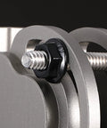 M6 X 1.0Mm Serrated Flange Hex Lock Nuts 100 Piece Pack 304 Stainless Steel full threaded nut on steel assembly close-up.