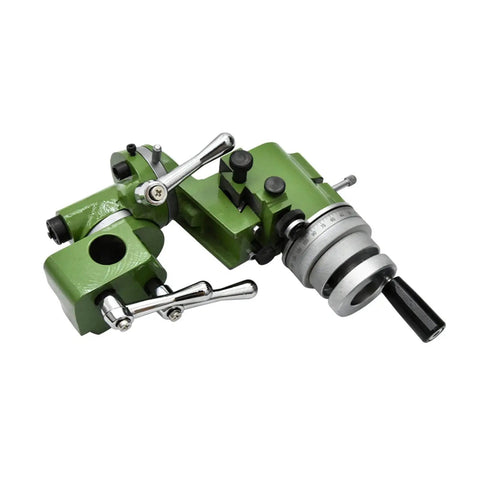 Universal Milling Cutter Sharpener And Engraving Knife Grinder With Rock Solid Tool Carrier For Diy Projects Heavy Duty Knife Holder setup, green steel construction, adjustable features.