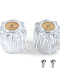 Clear acrylic hot and cold knobs with screws for Shower Knob Replacement For D-Shaped Stem Two-Handle Faucets DIY repair kit