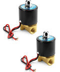 1/4 Inch NPT Brass Electric Solenoid Valve 12VDC Normally Closed 2-Pack for water air gas fuel oil, Viton gasket, close-up view