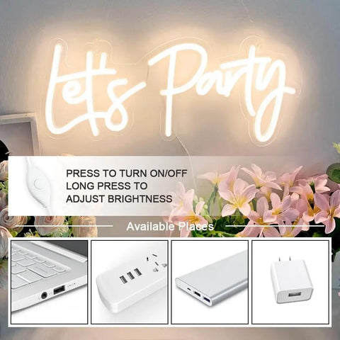 Versatile Dimmable Neon Sign For Parties And Events, 17x7.5 Inch Warm White Neon Lights For Wall Decor with USB connections