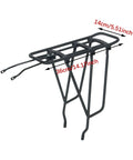 Rear Bike Rack Cargo Carrier For Most Bikes 75 Kg Load Capacity Aluminum Iron Frame, dimensions shown in image.