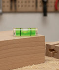 Bubble Level Vial, Acrylic Measuring on wood block, compact design, transparent build, clear bubble for accurate leveling.