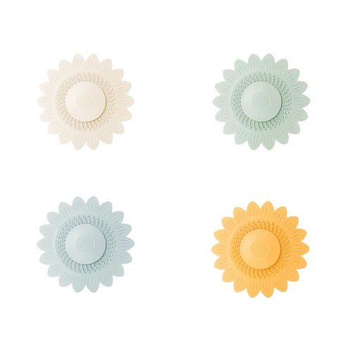 Floor Drain Plug Shower Bathtubs Drain Covers, Flower, White in various colors with floral design for efficient water drainage.
