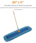 Heavy Duty Loop End Cotton Dust Mop Head 36 Inches Wide Blue Commercial Floor Sweeper with wood handle for grime removal.
