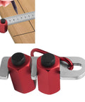 Dead Nuts Accurate Stair Gauge And Framing Square Stop Bracket With Hex Thumb Screw Adjustment For Smooth Lumber Marking and Tough Aluminum Workshop Gear, showing red anodized aluminum for precision marking.