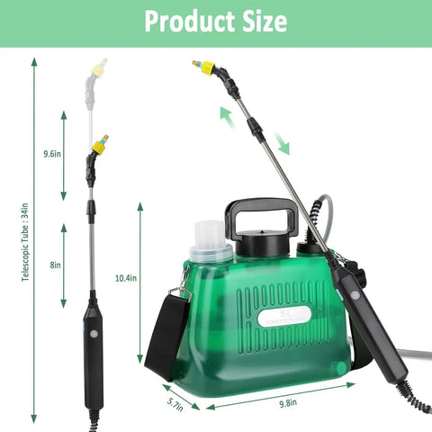 Cordless 1.35 Gallon Battery Powered Sprayer For Lawn And Garden With No Fuss Self Priming Pump Four Nozzles And Four Spray Modes