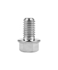 Single titanium M6 flanged bolt for motorcycles, hex head, silver finish