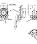 Premium Hollow Rotary Actuator Table technical drawing showing dimensions and design for continuous rotation and stability.
