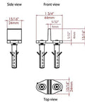 Black Aluminum Floor Guide For Sliding Barn Door Hardware Set Of 2 With T Shape Floor Mounted For Easy Installation Durable Anodized Aluminum With One Eighth Inch Arm Thickness Designed For A Quarter Inch Wide And Three Quarter Inch High Floor Groove in dimensional diagram